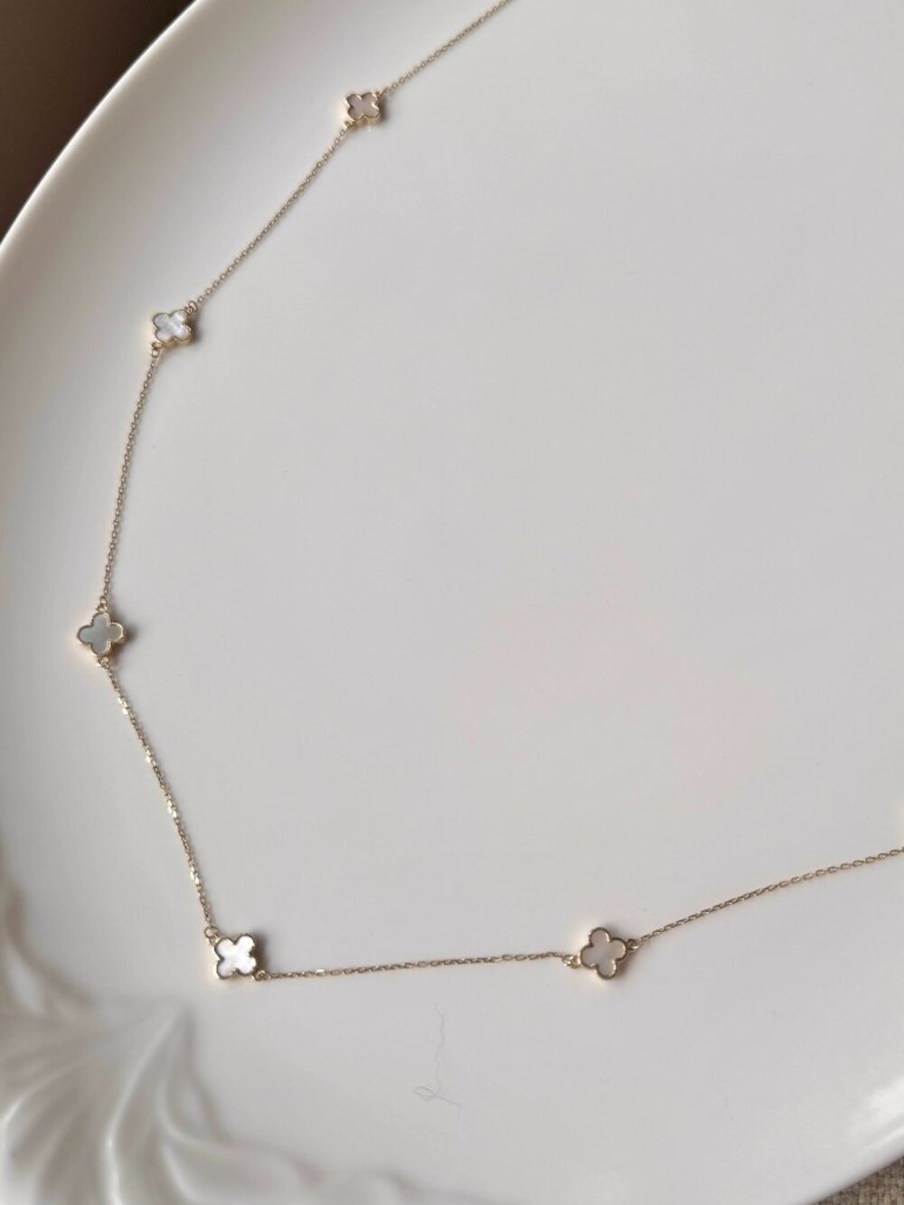 Rachel Zoe Mother of Pearl Clover Station Necklace